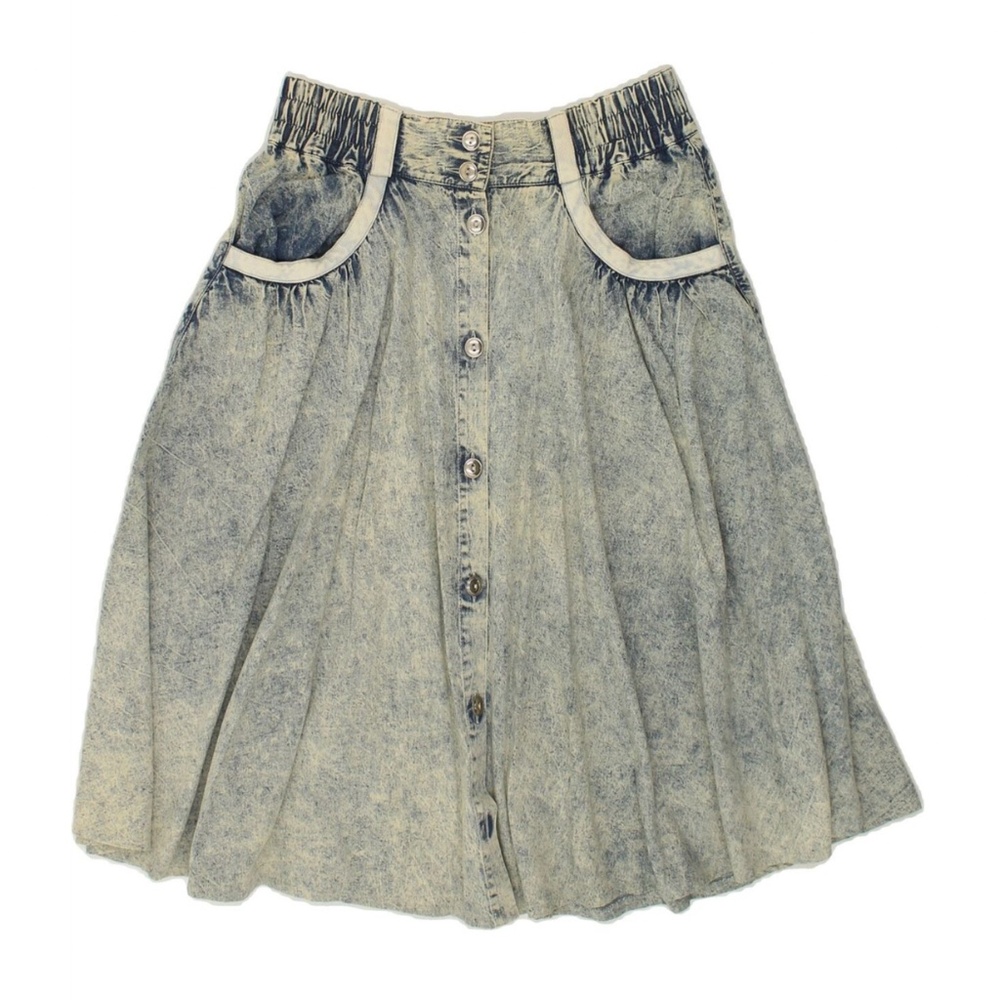 VINTAGE Womens Denim Flared Skirt W32 Large